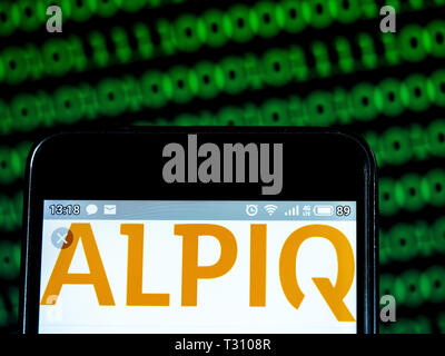 In der Ukraine. 5 Apr, 2019. In diesem Foto ist eine Abbildung von Alpiq Holding logo gesehen auf einem Smartphone angezeigt. Quelle: Igor Golovniov/SOPA Images/ZUMA Draht/Alamy leben Nachrichten Stockfoto