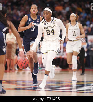 City, Florida, USA. 5 Apr, 2019. MONICA HERNDON | Zeiten. in den abschließenden vier des NCAA Frauen an der Amalie Arena am Freitag, 5. April 2019. Credit: Monica Herndon/Tampa Bay Zeiten/ZUMA Draht/Alamy leben Nachrichten Stockfoto