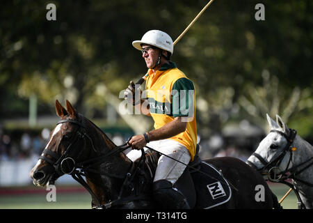 Windsor Polo Club, Windsor, Australien. 6 Apr, 2019. Polo International, Australien gegen England; Mens International; Matt Grimes von Australien Quelle: Aktion plus Sport/Alamy leben Nachrichten Stockfoto