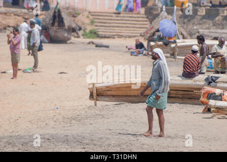 Strand in der Nähe von Leela Hotel, Kovalam, Kerala, Südindien Stockfoto