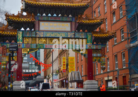 China Town im Stadtzentrum von Manchester, England, UK. Stockfoto