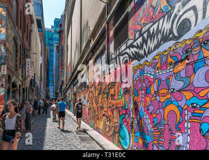 Street Art auf Hosier Lane im Central Business District, Melbourne, Victoria, Australien Stockfoto