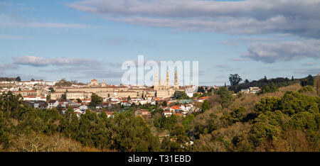 Santiago de Compostela Wide Panorama. Weltkulturerbe der UNESCO Stockfoto