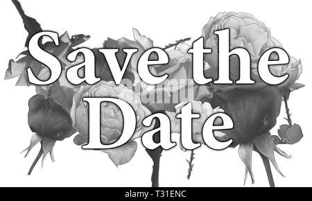 Monochrome Collage Save The Date Rosen durch jziprian Stockfoto