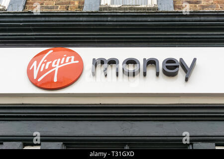 Virgin Money Zeichen und Logos. Stockfoto