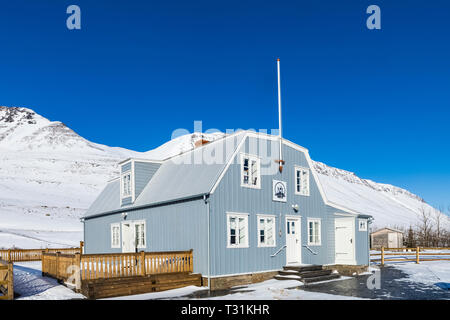 Polarfuchs Zentrum in Súðavík, Polarfüchsen, Vullpes lagopus, für die Menschen zu sehen, Westfjorde in Island Stockfoto