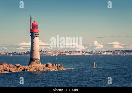 Grand Jardin Leuchtturm, Stadt Saint Malo, Bretagne, Frankreich Stockfoto