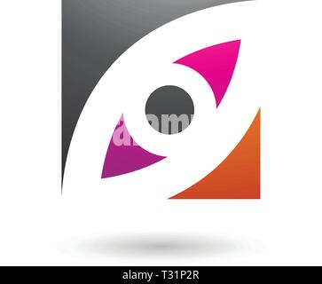 Vector Abbildung: Schwarz Magenta und Orange Auge geformt Square isoliert auf weißem Hintergrund Stock Vektor