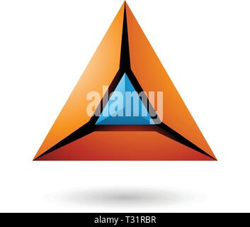 Vector Illustration von Orange und Blau 3D-Pyramide isoliert auf weißem Hintergrund Stock Vektor