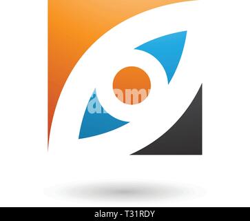 Vector Illustration von Orange Blau und Schwarze Auge geformt Square isoliert auf weißem Hintergrund Stock Vektor