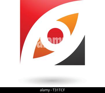 Vector Illustration von Rot, Orange und Schwarz Auge geformt Square isoliert auf weißem Hintergrund Stock Vektor