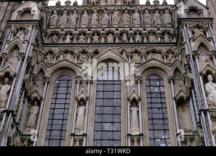 Exterieur - las mejores DE LA PARTE SUPERIOR DE LA FACHADA ESTE 1209/50 - GOTICO INGLES. Lage: Catedral. WELLS. ENGLAND. Stockfoto