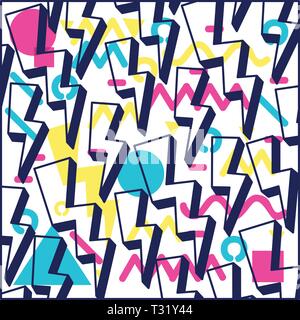 Geometrische Figuren Farben ninetys Muster Stock Vektor