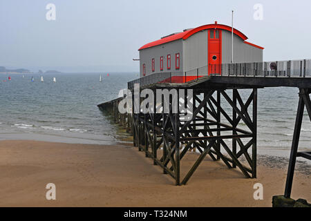 Alte Rettungsboot station in Tenby, Wales Stockfoto