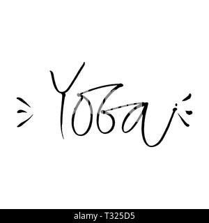 Hand Schriftzug Yoga logo Buchstaben. Auf Grußkarten, Papier und Textilien bedruckt werden. Stockfoto