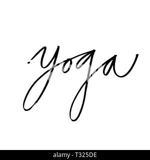 Hand Schriftzug Yoga logo Buchstaben. Auf Grußkarten, Papier und Textilien bedruckt werden. Stockfoto