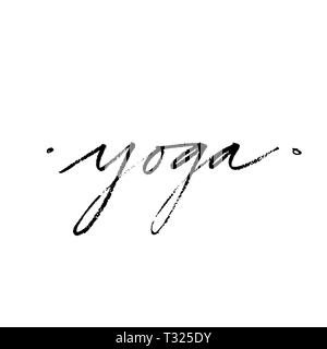 Hand Schriftzug Yoga logo Buchstaben. Auf Grußkarten, Papier und Textilien bedruckt werden. Stockfoto