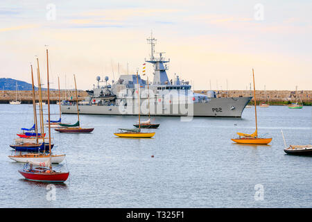 LÉ James Joyce (P62) gelangt in den Hafen von Dun Laoghaire, Dublin Stockfoto