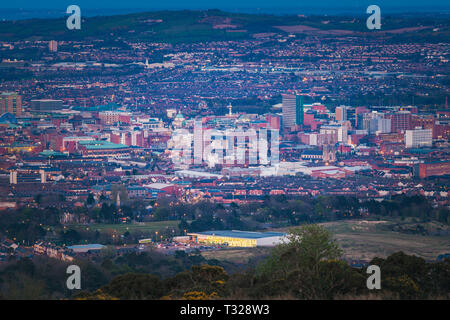 Antenne Panorama von Belfast. Belfast, Nordirland, Vereinigtes Königreich. Stockfoto