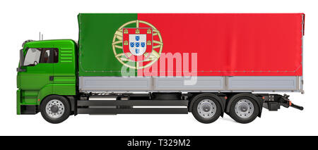 Cargo Lieferung in Portugal, 3D-Rendering auf weißem Hintergrund Stockfoto