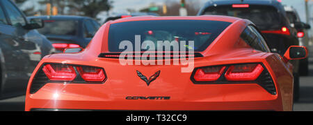 Princeton, New Jersey, 16. März 2019: Corvette Stingray C7 auf der Straße. Editorial Foto. - Bild Stockfoto