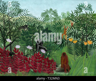 Henri Rousseau (Frankreich, 1844 - 1910), tropischer Wald mit Affen, 1910, Öl auf Leinwand, John Hay Whitney Sammlung 1982.76.7 Stockfoto