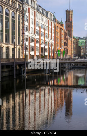 Alte Post und Bleichenfleet in Hamburg, Deutschland Stockfoto