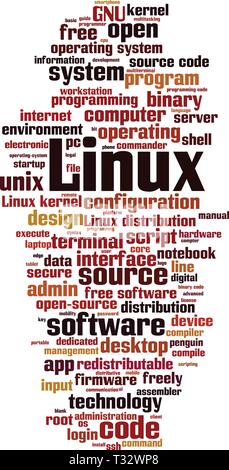Linux Wort cloud Konzept. Vector Illustration Stock Vektor