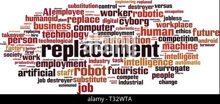 Austausch cloud Konzept. Collage aus Worte über Ersatz. Vector Illustration Stock Vektor