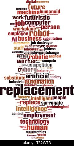 Austausch cloud Konzept. Collage aus Worte über Ersatz. Vector Illustration Stock Vektor