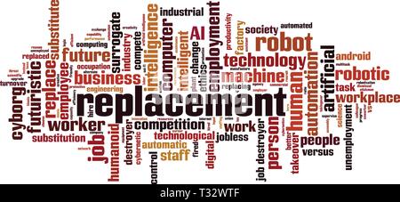 Austausch cloud Konzept. Collage aus Worte über Ersatz. Vector Illustration Stock Vektor