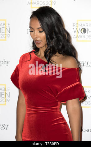 Gäste des Designers Eröffnungs bemerkenswerte Frauen Auszeichnungen in Partnerschaft mit Philosophie im Rosewood London mit: Maya Jama Wo: London, Großbritannien Wann: 05 Mar 2019 Credit: Phil Lewis/WENN.com Stockfoto