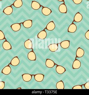 Gläser nahtlose Muster. Retro Style. Cartoon Flat Style. Vector Farbe Abbildung. Stock Vektor