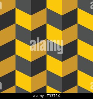 Zusammenfassung nahtlose Muster. Schwarz und Gelb chevron Elegante Textur mit Schatten. Vector Farbe Zig Zag Abbildung. Vertikale Anordnung. Stock Vektor