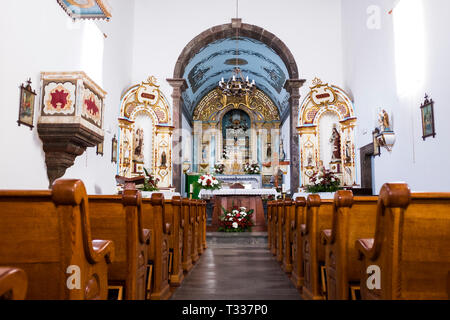 Nossa Senhora dos Milagres Kirche. Corvo, Azoren, Portugal Stockfoto