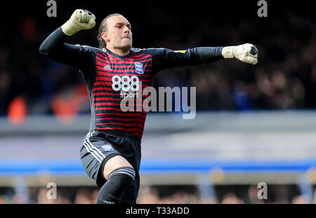 Lee Camp von Birmingham City feiert nach Che Adams von Birmingham City öffnet die Wertung (1-0) während des Spiels zwischen Birmingham City und Leeds U Stockfoto