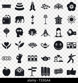 Yoga Blume Symbole gesetzt. Einfachen Stil von 36 yoga Blume Vector Icons für Web für jedes Design Stock Vektor