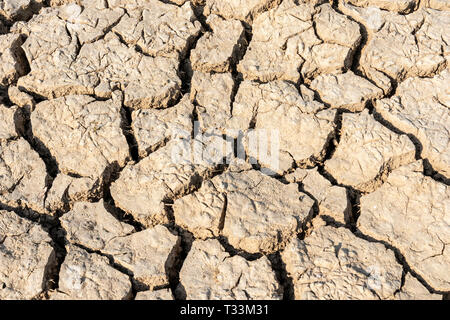 Karge Land, trockenen Böden in Trockengebieten Hintergrund und Textur. Stockfoto