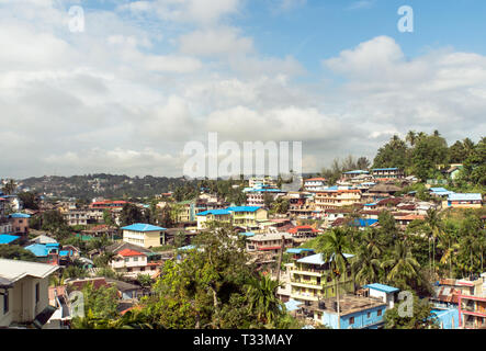 Port Blair city top Aussicht, eine kleine Insel in Südostasien. Küsten indischen Stadt Stadt. Andaman und Nicobar Inseln. Stockfoto