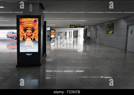 KOLKATA, INDIEN - 26. Januar 2018. Das neue Terminal der Ankunftshalle des Netaji Subhash Chandra Bose International Airport in Kolkata, West Bengal, Indien Stockfoto