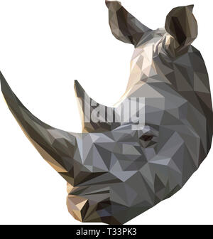 Realistische Low Poly Abbildung eines Afrikanischen Rhino; Teil der Big Five Stockfoto