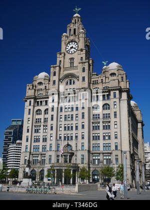 Das Royal Liver Building auf der Liverpool UNESCO Waterfront. Stockfoto