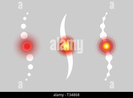 Schmerzen im Bereich der Wirbelsäule. Rückenschmerzen abstract Vector Icons. Medizinische Infografik Elemente. Vector Illustration. Stock Vektor