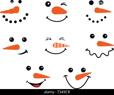 Schneemann nettes Gesicht für Weihnachten Stock Vektor