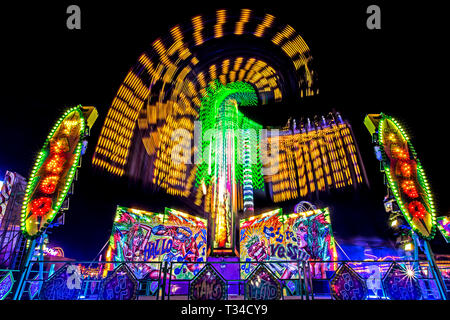 Scary night-ride am Great Dorset Steam Fair UK Stockfoto