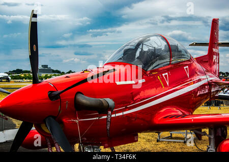 Eine Pilatus PC-21 auf Static Display in Farnborough Air Show 2018 Stockfoto