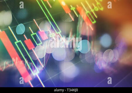 Candle stick Grafik der Börse investment Trading. Der Forex Grafik auf dem digitalen Bildschirm. Stockfoto