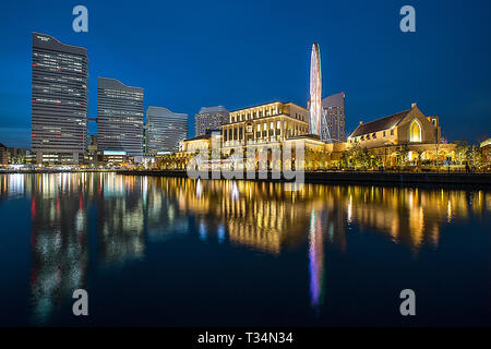 Minato Mirai Stadtbild bei Nacht, Yokohama, Japan Stockfoto