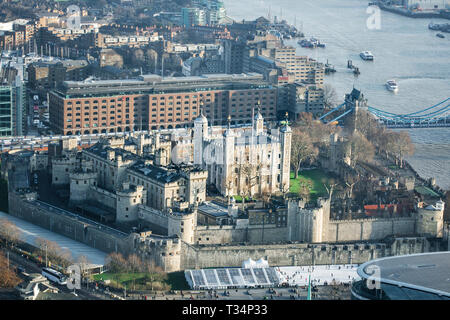 Luftbild des Tower of London, London, England, Vereinigtes Königreich Stockfoto