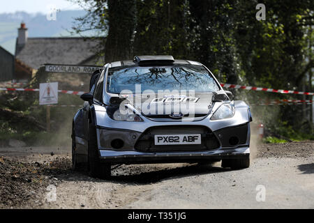 Strabane, Nordirland. 6 Apr, 2019. McGrady Versicherung Nordirland Rally Championship, Runde 3; Derek McGarrity und Paddy Robinson (Ford Fiesta WRC) nehmen Sie Platz 4 Insgesamt Quelle: Aktion plus Sport/Alamy leben Nachrichten Stockfoto